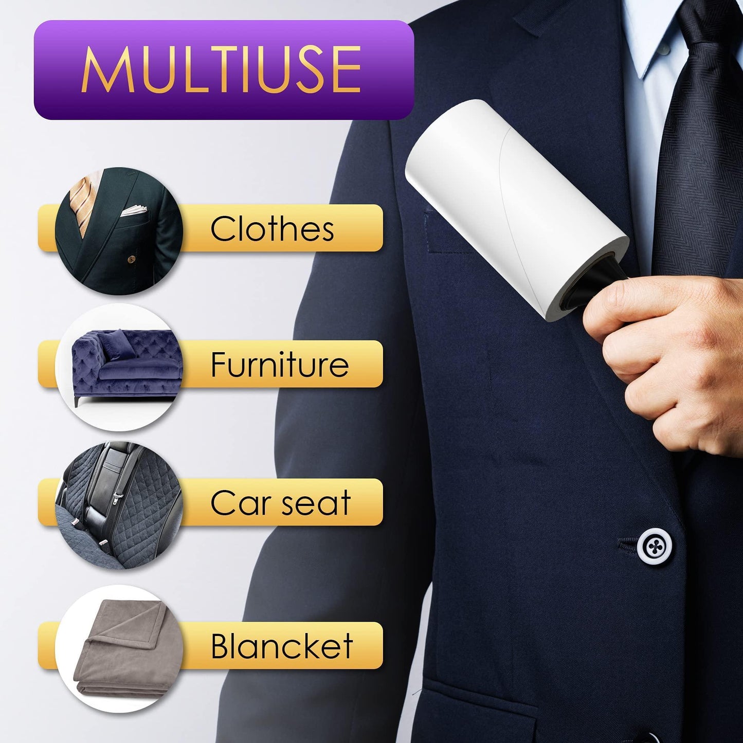 Pet Hair Lint Roller with 5 Refills (450 Sheets)