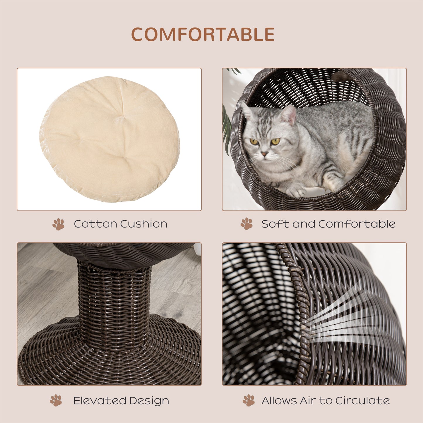 Egg pod cat bed thick cushion detail