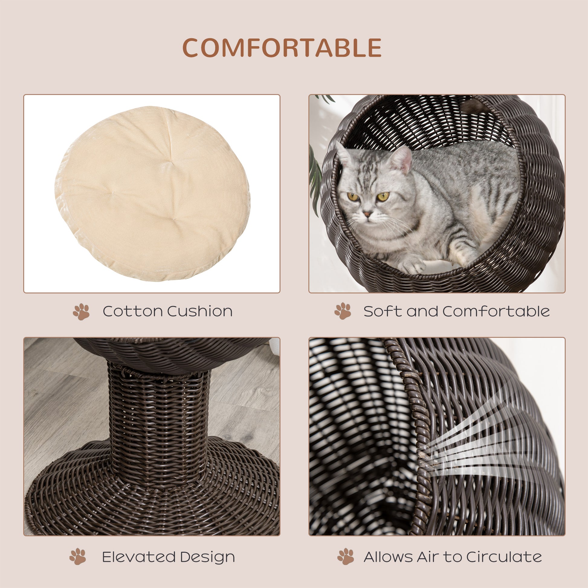 Egg pod cat bed thick cushion detail