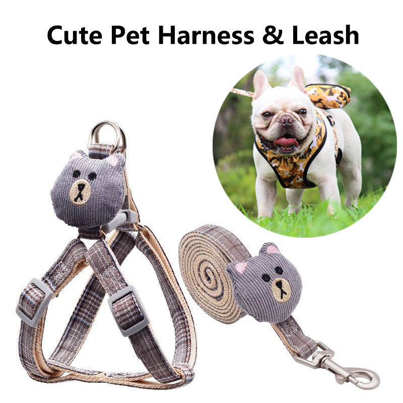 Cotton Bear Puppet Dog Harness with Leash