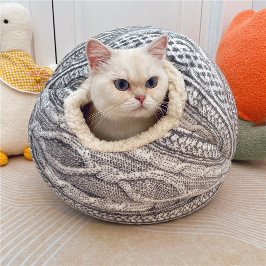 Handcrafted Woven Wool Ball Cat Nest and Pet Bed