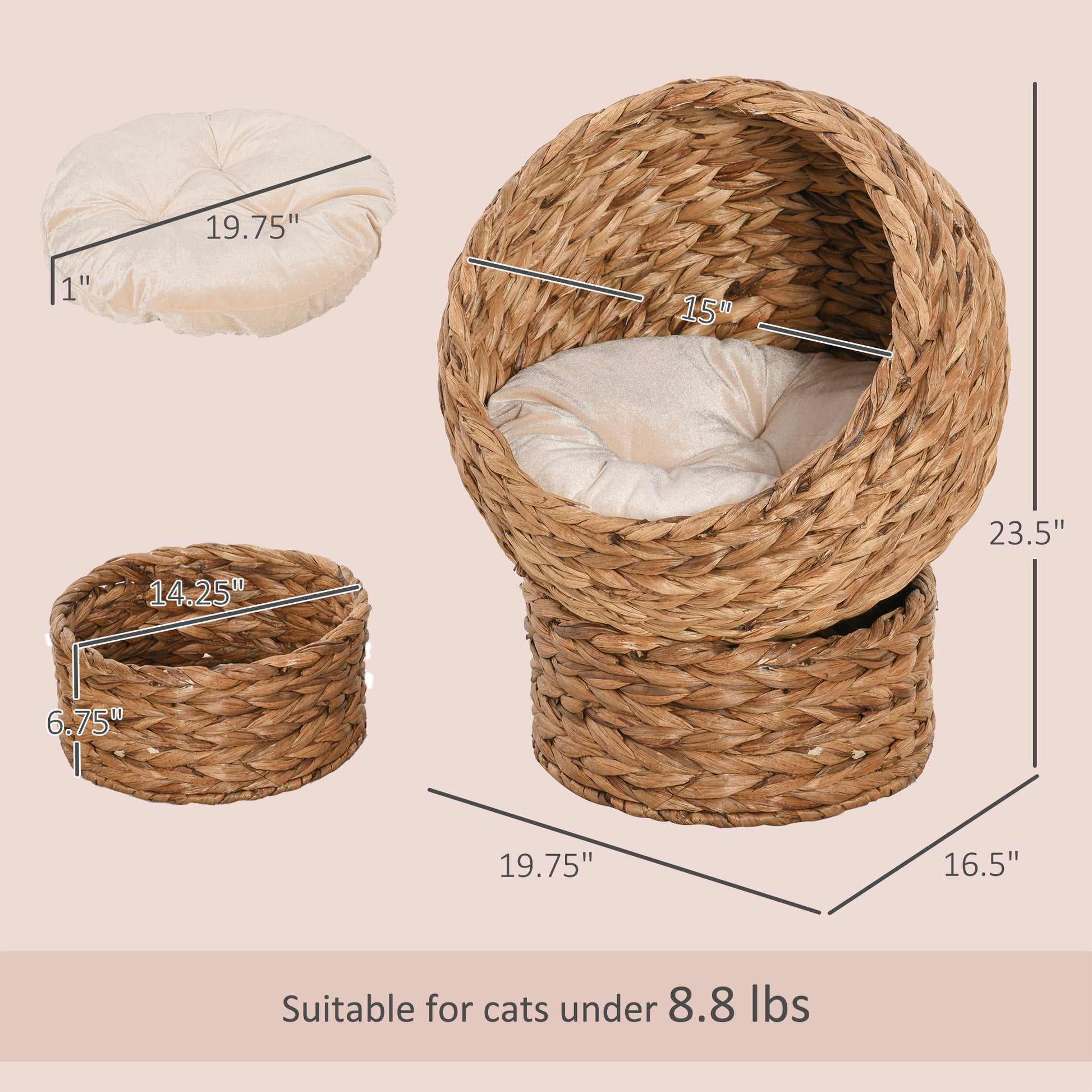 Elevated cat bed rotating basket design