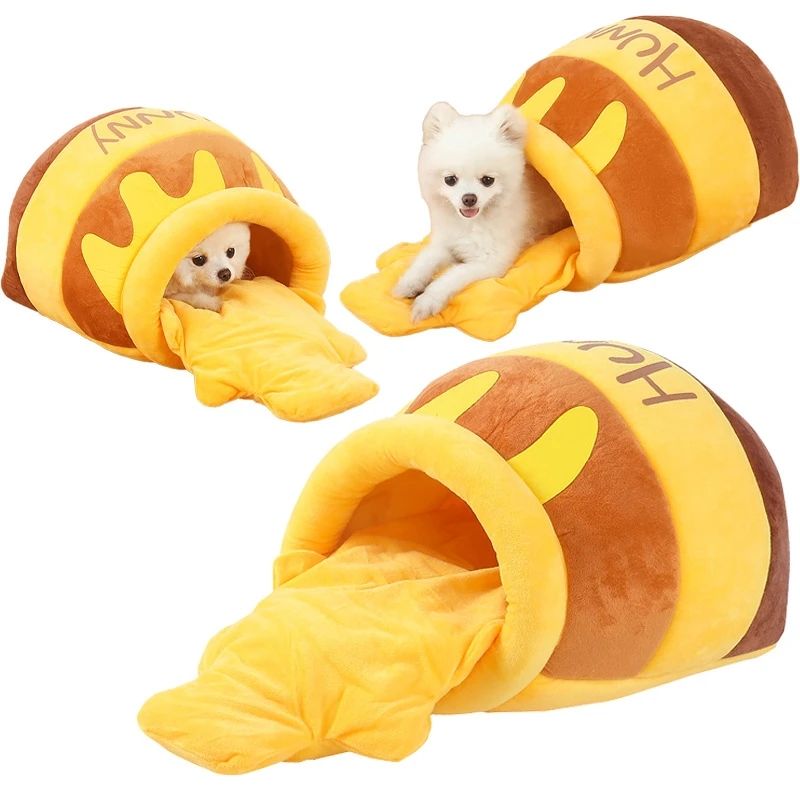 Honey Jar Plush Cat Cave Bed