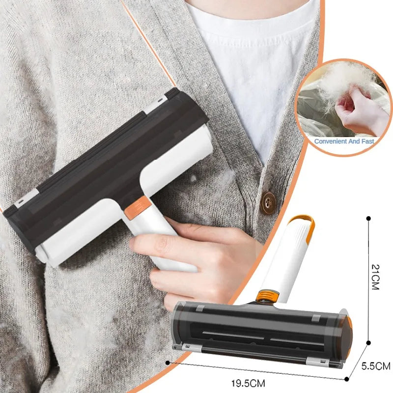 Pet hair removal roller showing washable reusable design