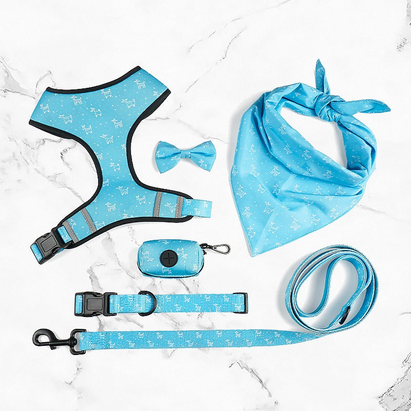 Printed Dog Chest Harness 6-Piece Set