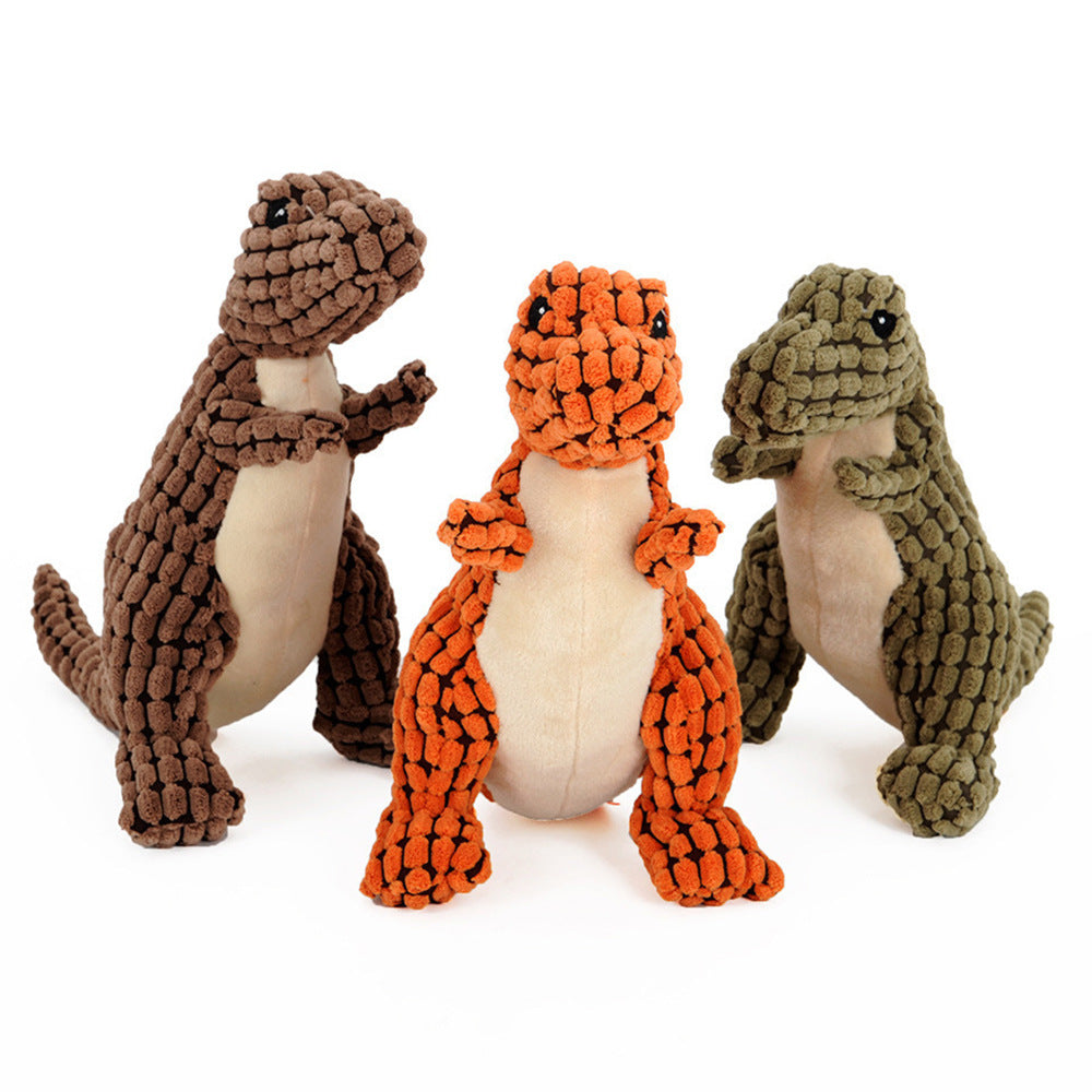 Squeaky Dinosaur Plush Dog Chew Toy