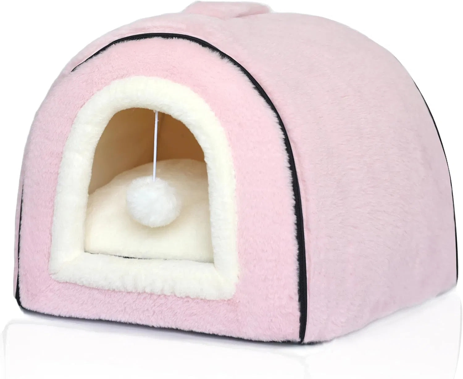 Pink foldable cat cave bed
