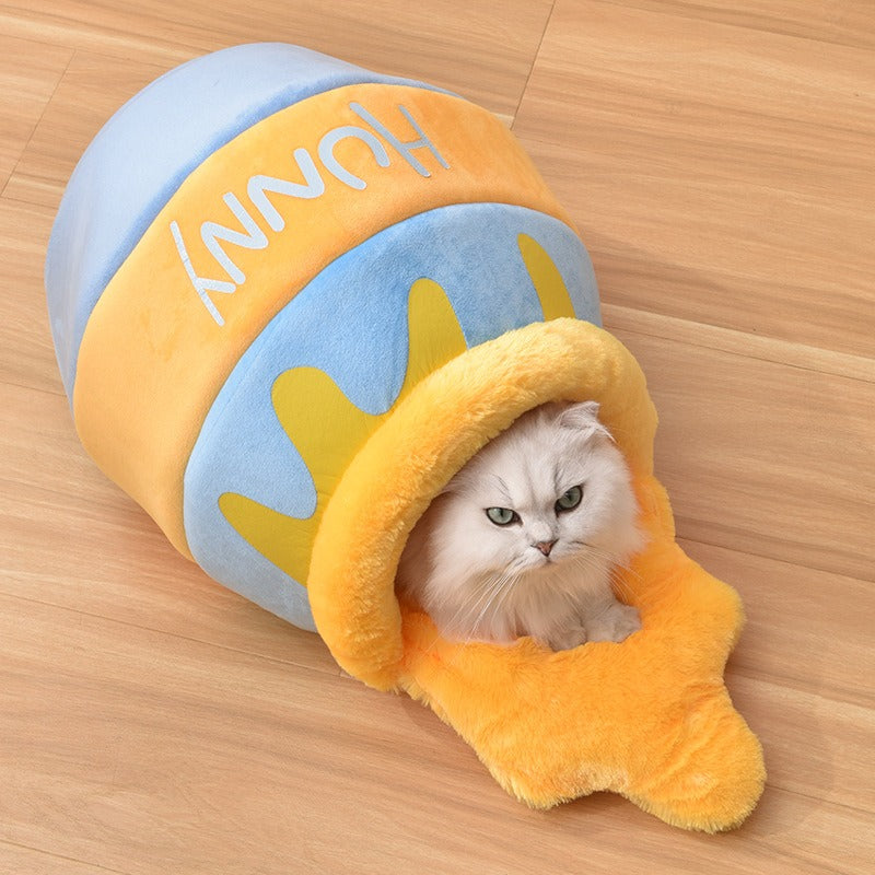 Honey Jar Plush Cat Cave Bed