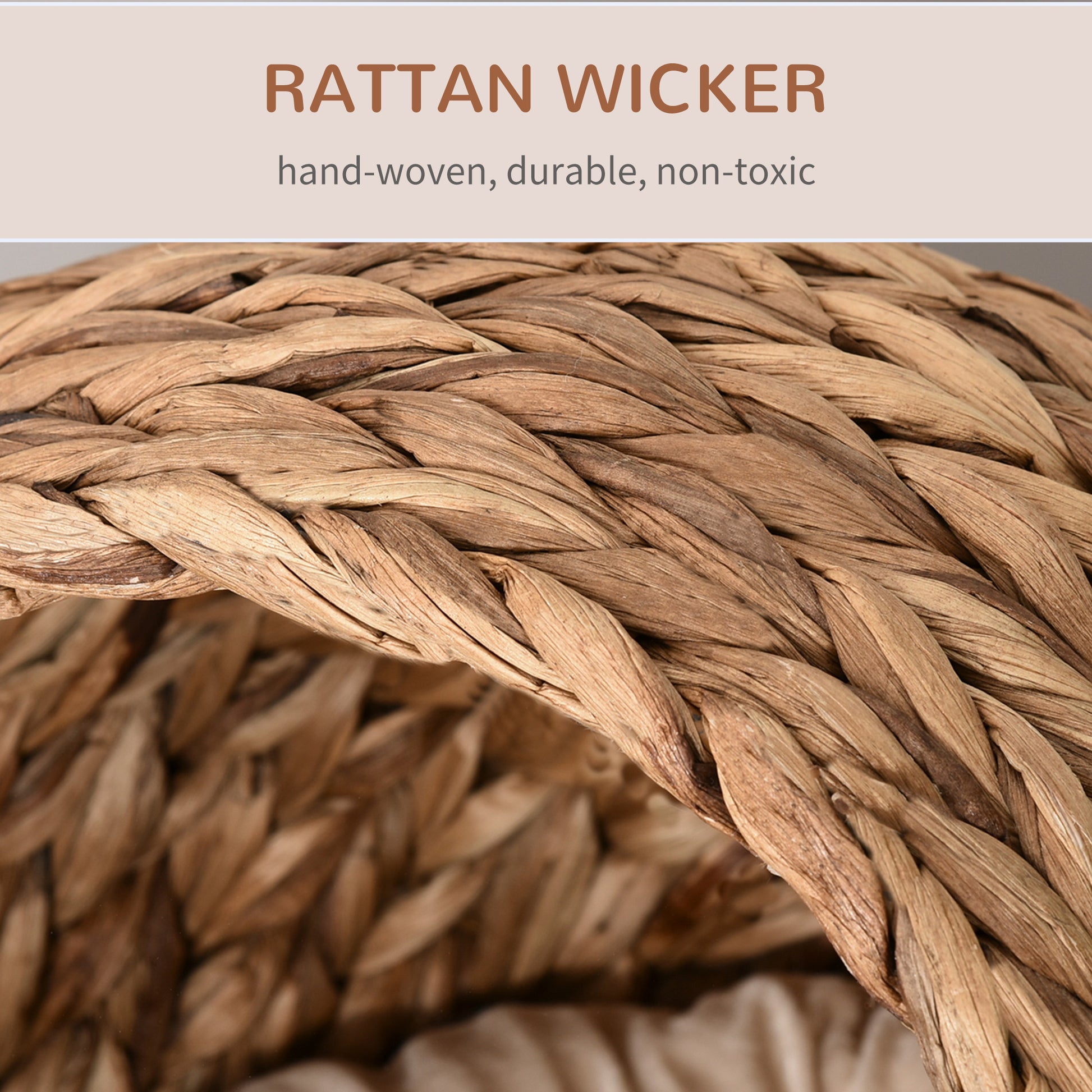 Handwoven cat bed soft cushion detail
