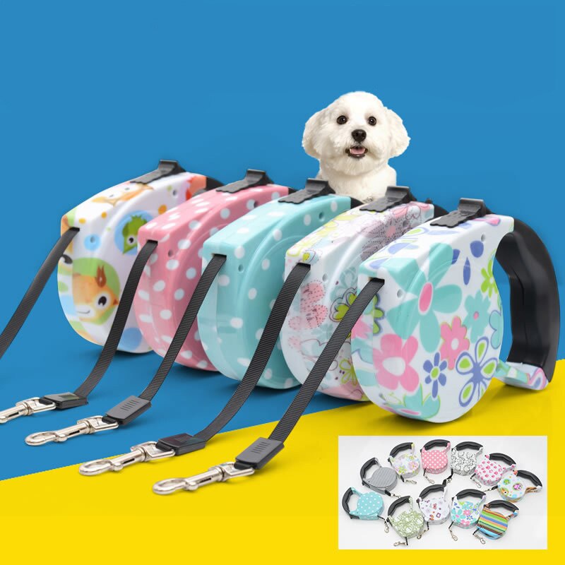 Retractable Dog Leash with Patterned Design for Small and Medium Dogs