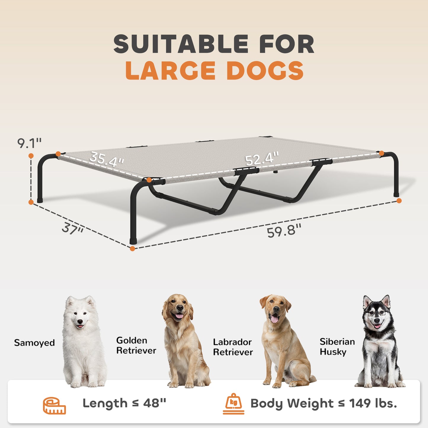 Raised dog bed steel frame