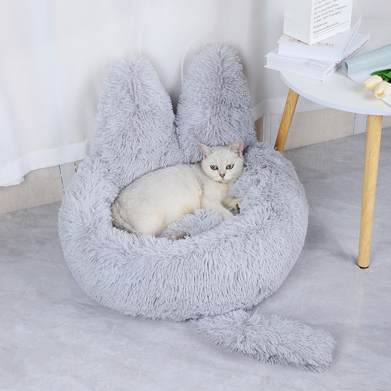 Round Plush Pet House Bed