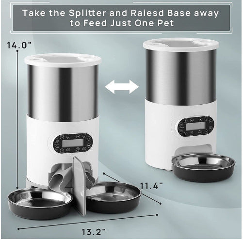 Double Tray Stainless Steel Automatic Pet Feeder