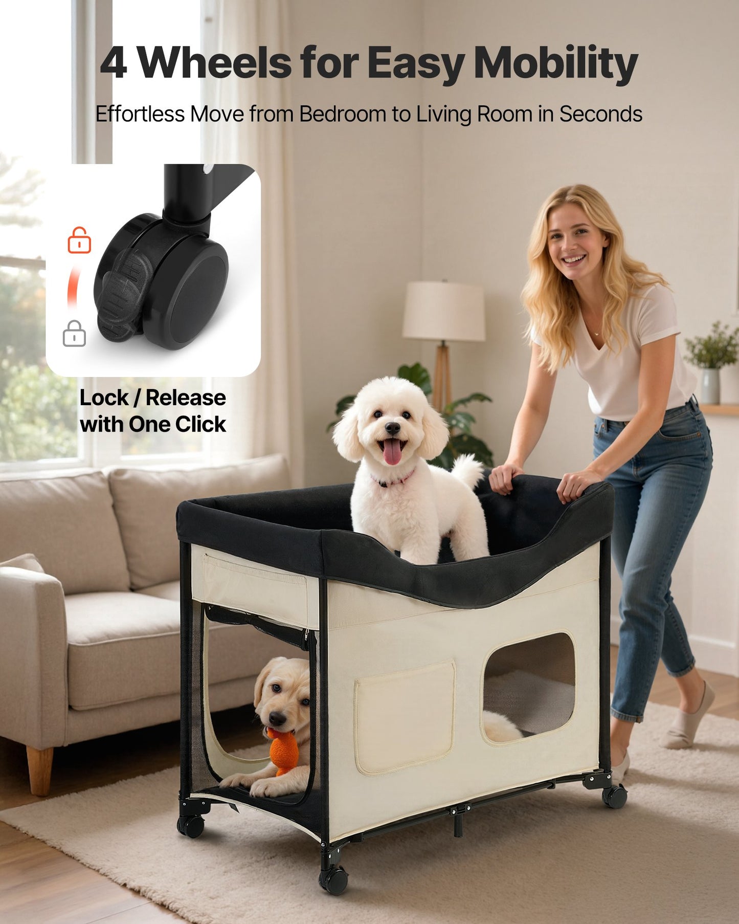 Foldable bunk dog bed mesh vents