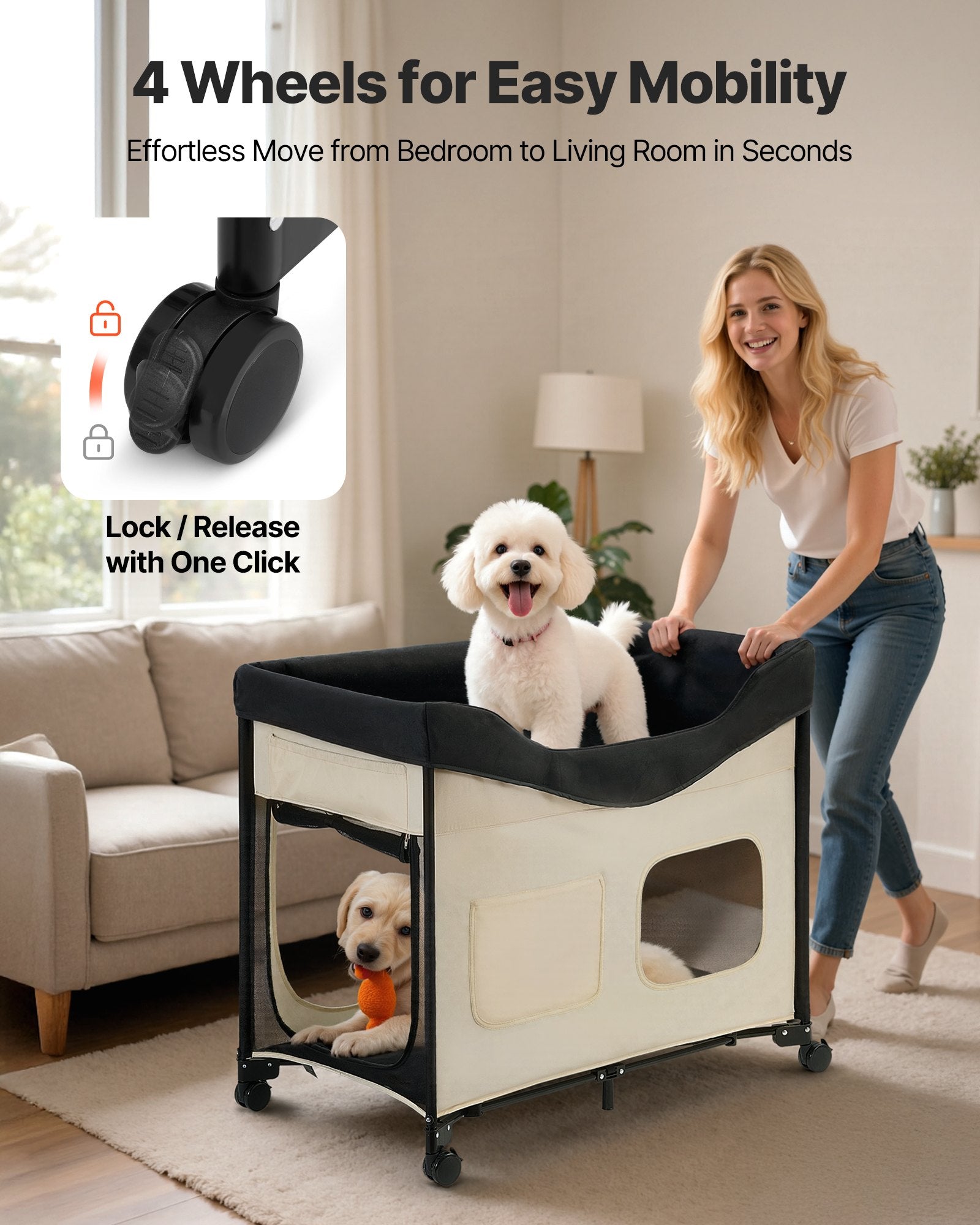 Foldable bunk dog bed mesh vents