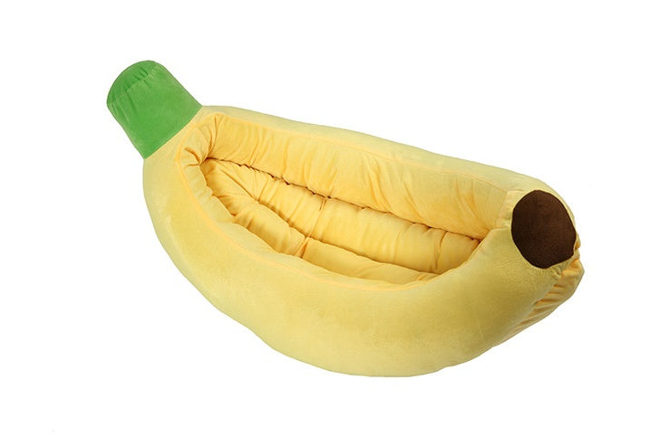 Banana-Shaped Plush Pet Nest Bed