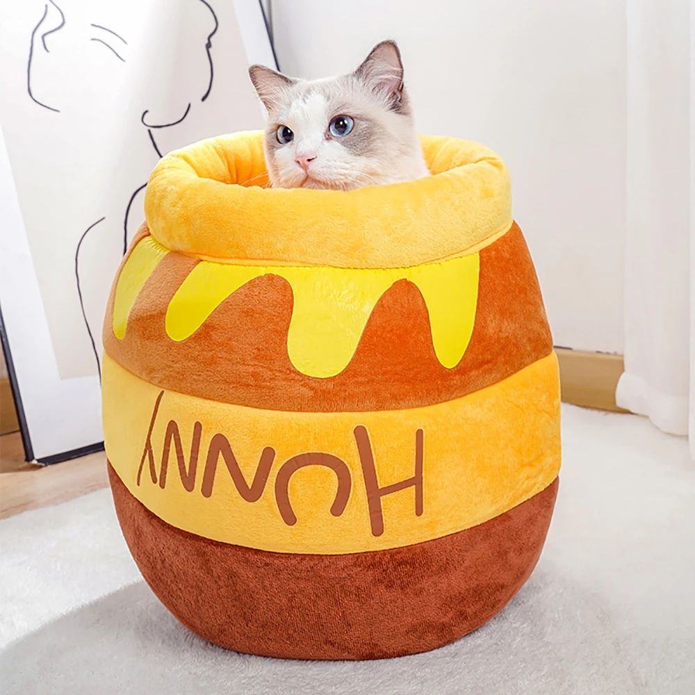Honey Jar Plush Cat Cave Bed