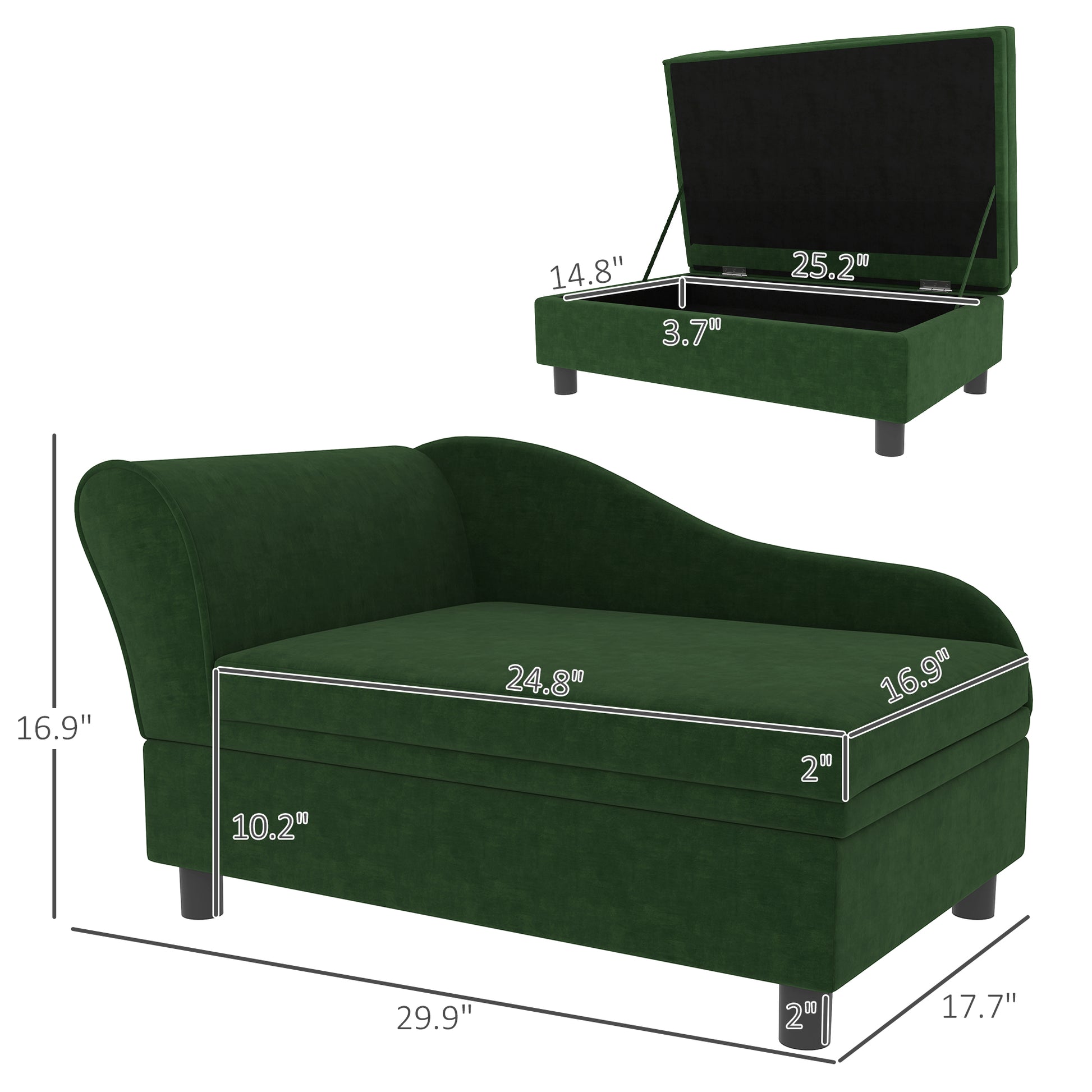 Pet Sofa Bed lift-top storage compartment