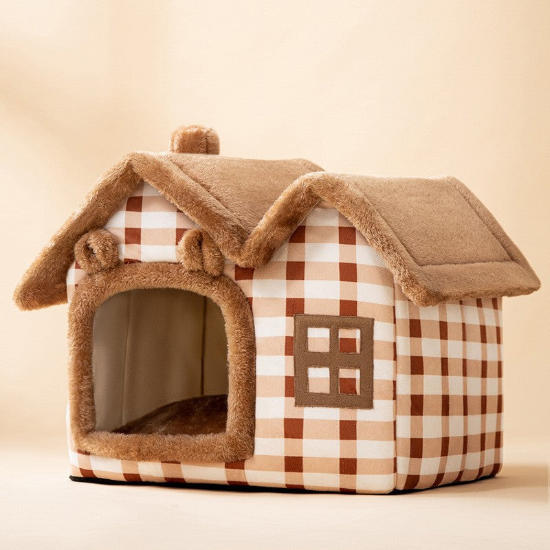 Self-Warming Enclosed Plush Pet House