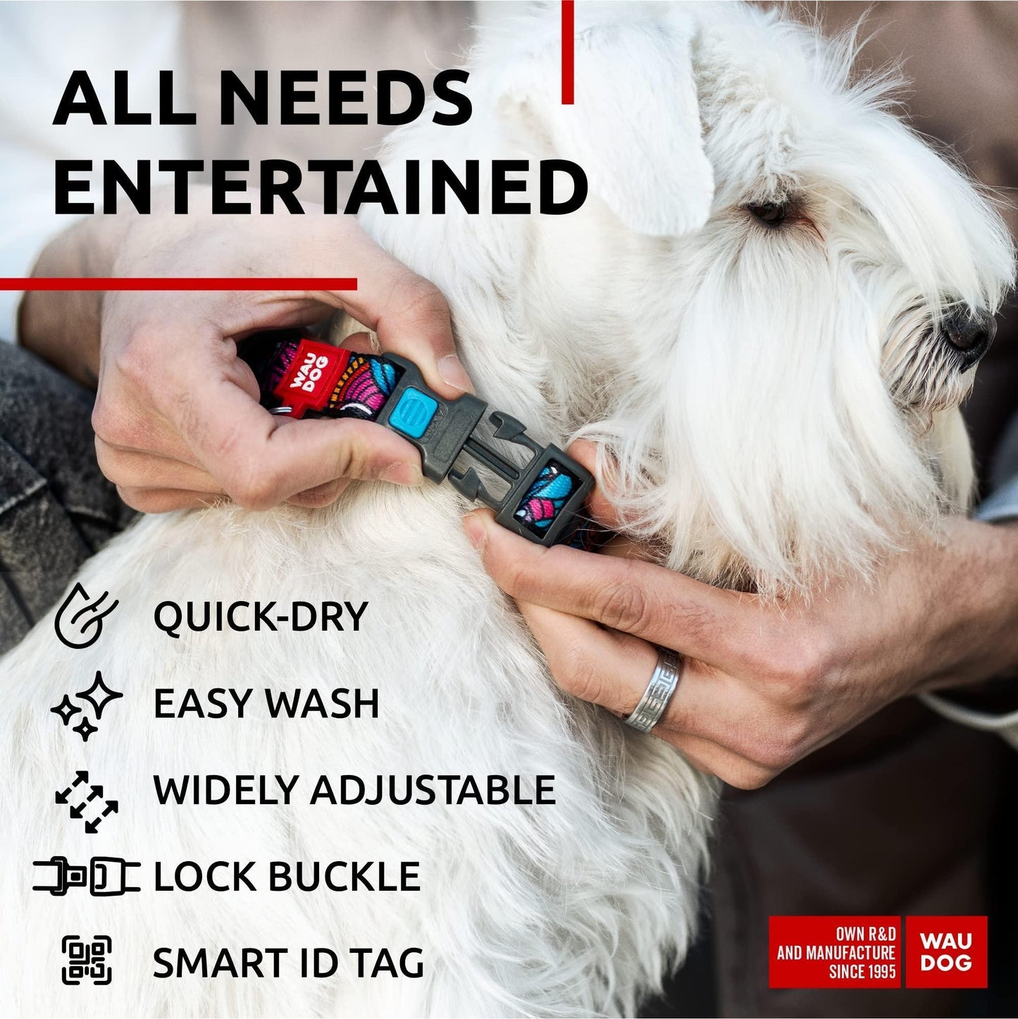 Adjustable Nylon Dog Collar with QR ID Tag