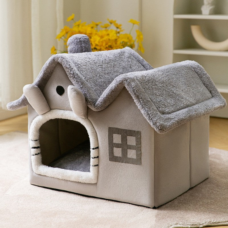 Self-Warming Enclosed Plush Pet House