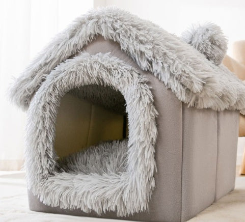 Self-Warming Enclosed Plush Pet House