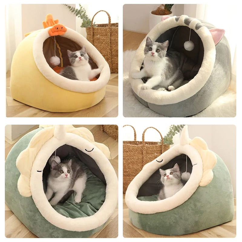 Cozy Character Cave Cat Bed