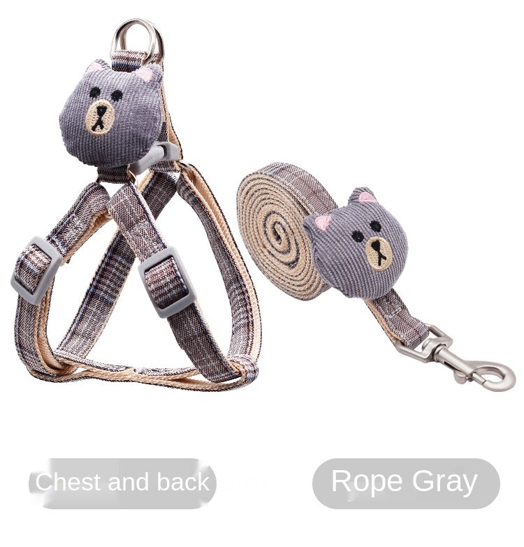 Cotton Bear Puppet Dog Harness with Leash