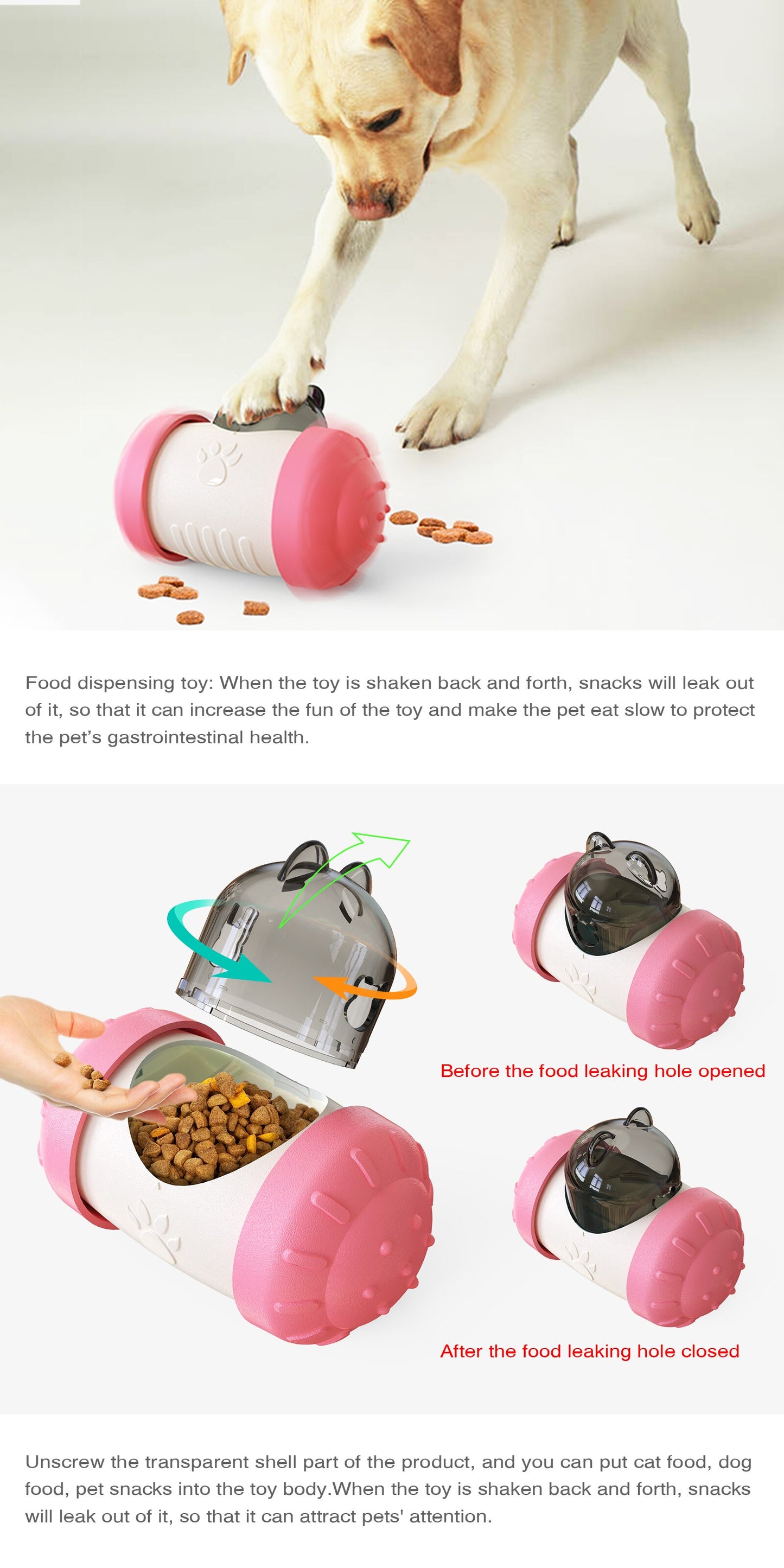 Food-Dispensing Swing Car Pet Toy
