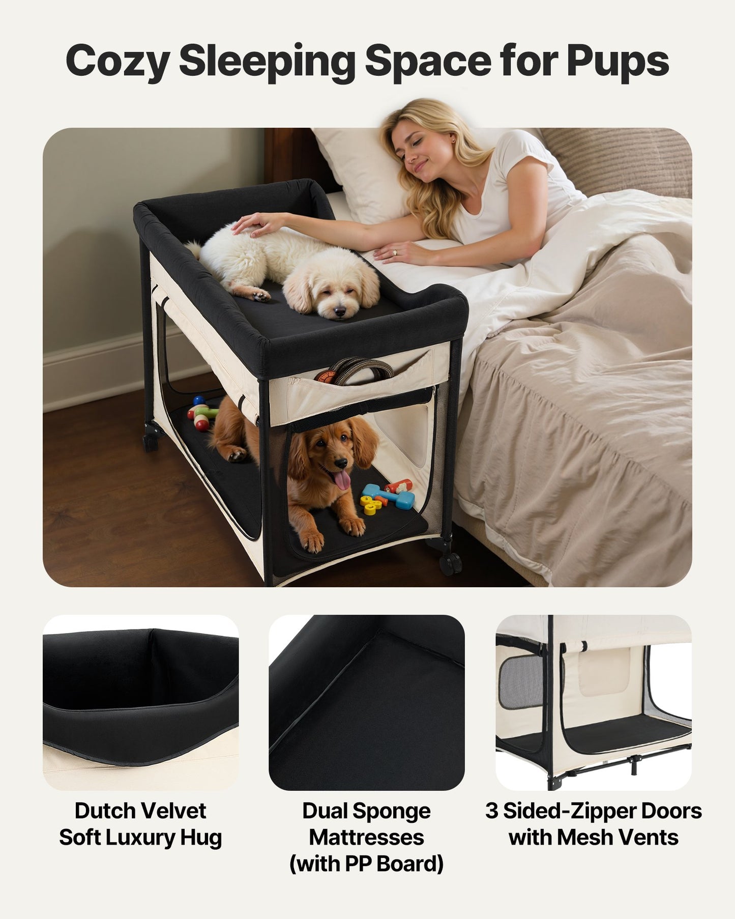 Bunk dog bed enclosed lower den