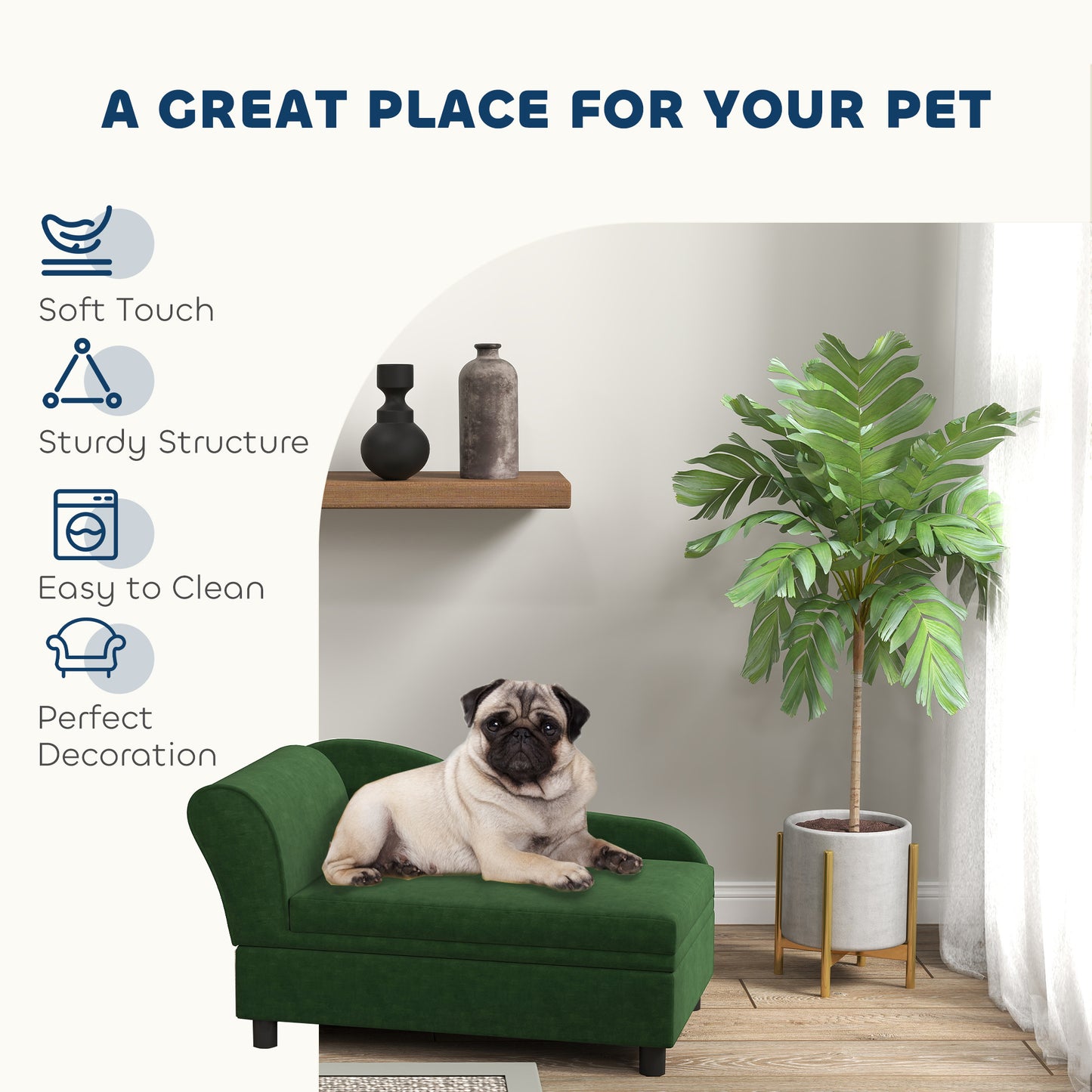 Pet Sofa Bed arched armrest design