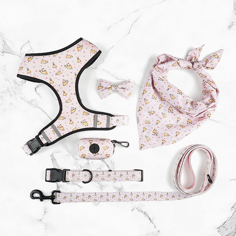 Printed Dog Chest Harness 6-Piece Set