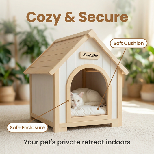 Modern Cedar Dog House, Indoor Wooden Pet House with EVA Cushion (view 10)