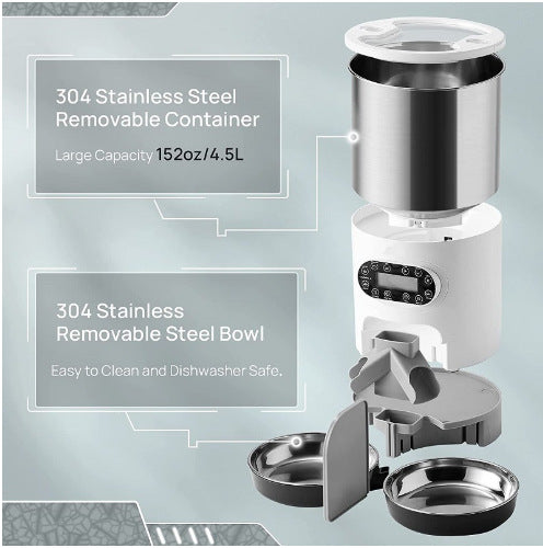 Double Tray Stainless Steel Automatic Pet Feeder