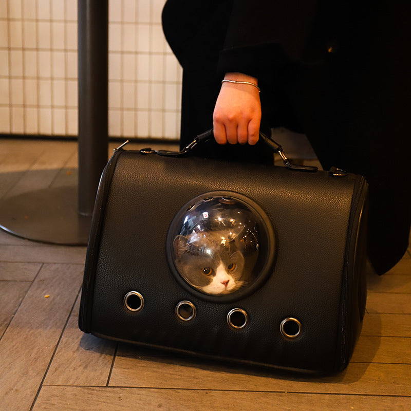 Space Capsule PU Leather Crossbody Cat Carrier