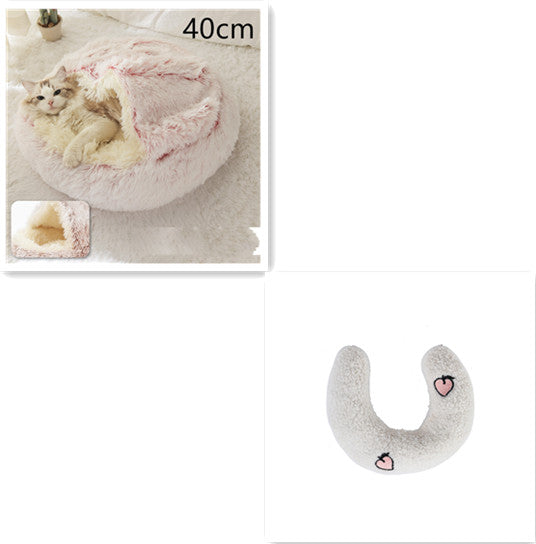 2-in-1 Round Plush Calming Pet Bed