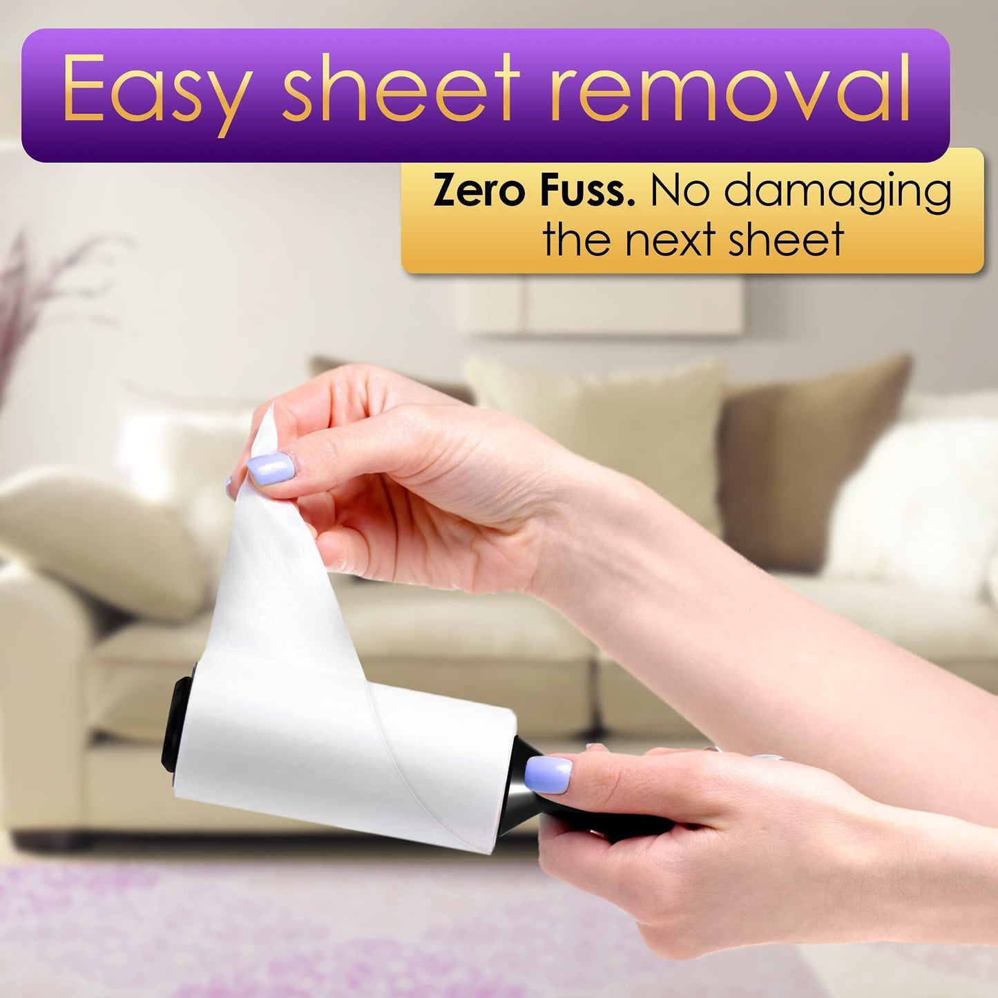 Pet Hair Lint Roller with 5 Refills (450 Sheets)