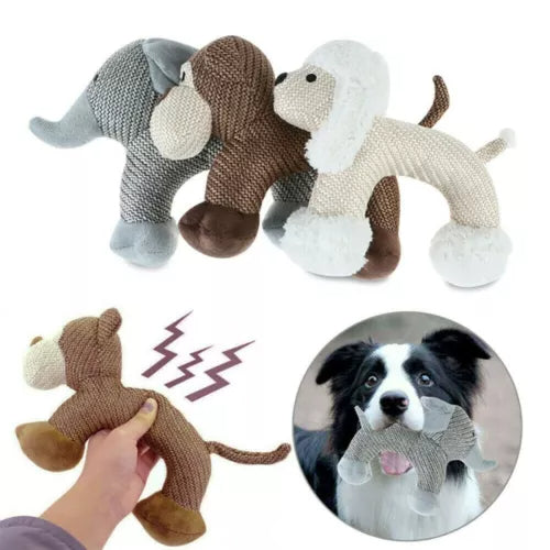Bite-resistant squeaky plush chew toy for puppies and small dogs
