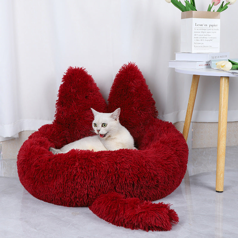 Round Plush Pet House Bed