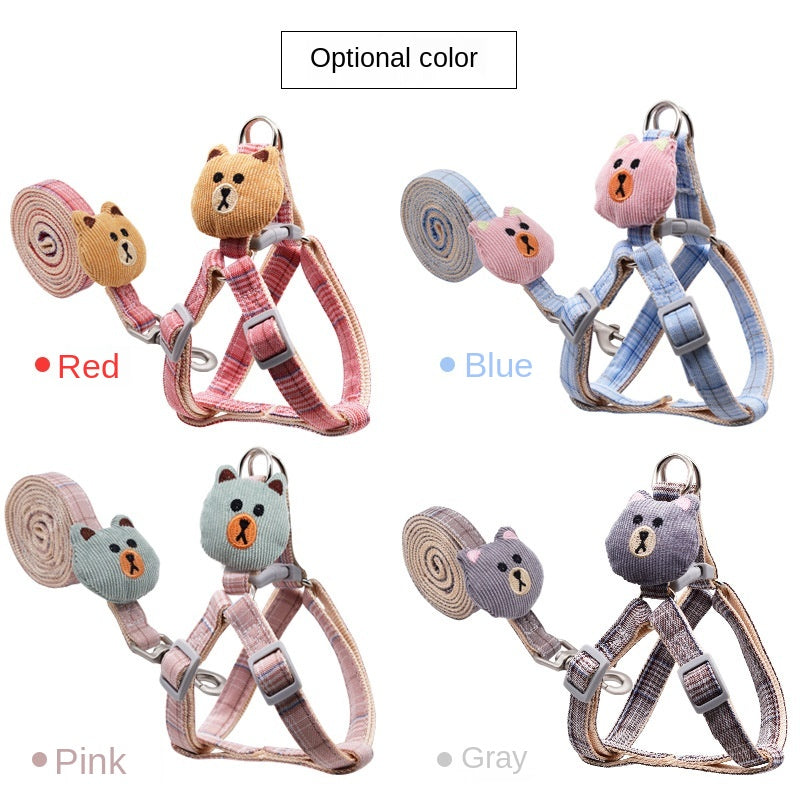 Cotton Bear Puppet Dog Harness with Leash