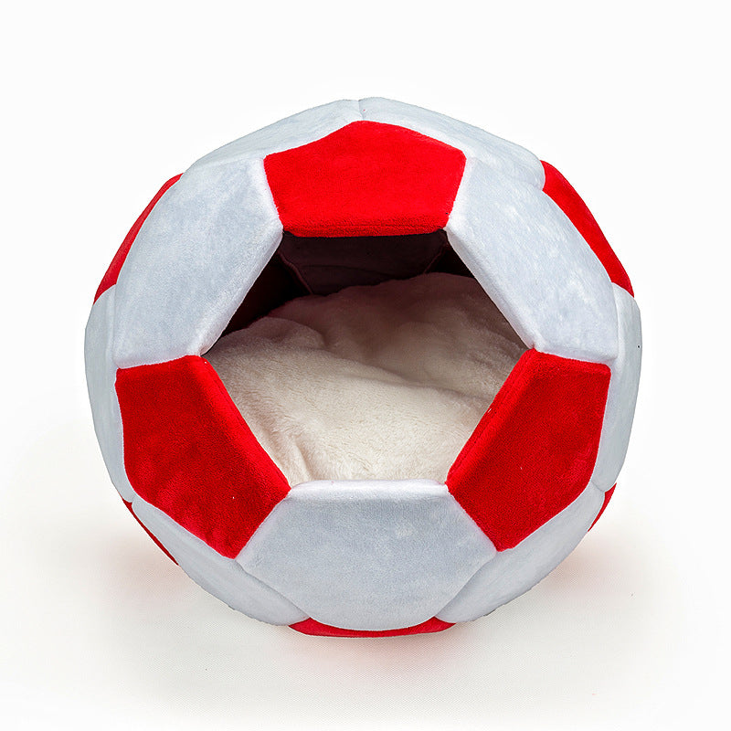 Football-Shaped Plush Pet Nest Bed