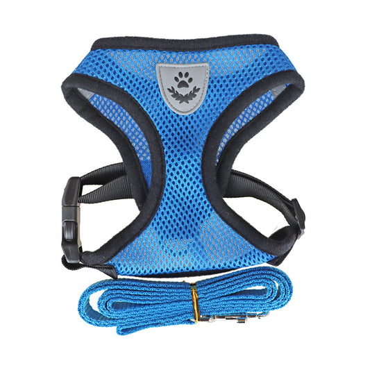 Adjustable Polyester Chest Harness and Traction Rope Walker for Dogs