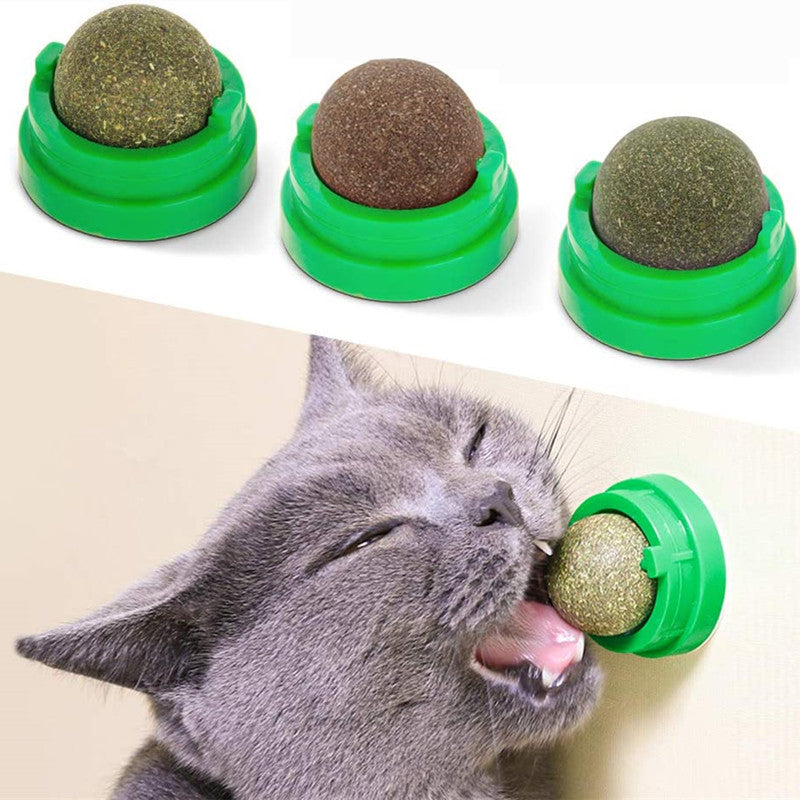Rotatable Catnip Wall Sucker Lick Toy for Cats