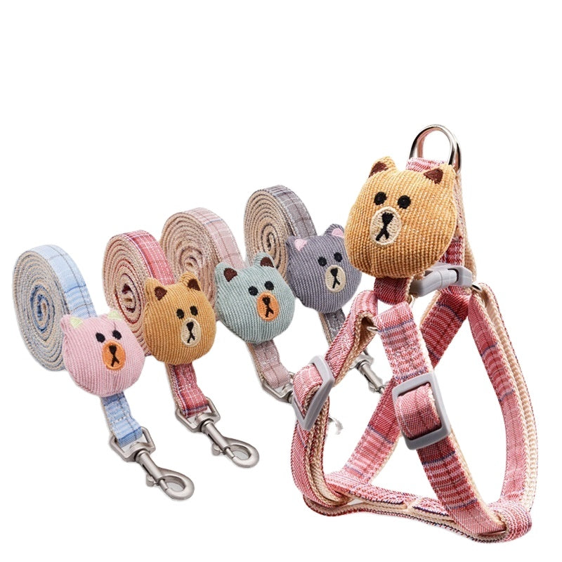 Cotton Bear Puppet Dog Harness with Leash