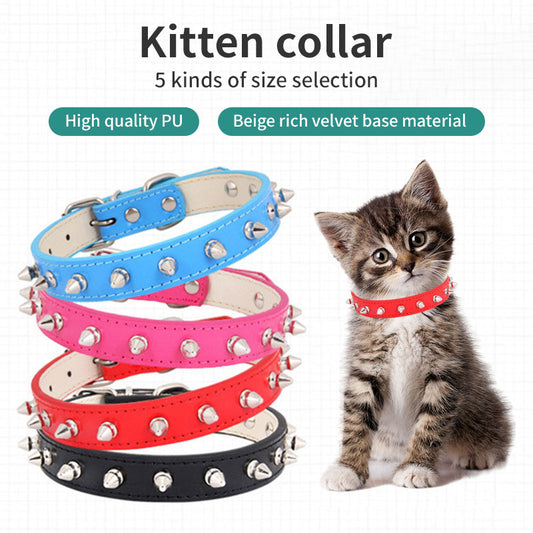 Leather Spike Pet Collar for Dogs and Cats