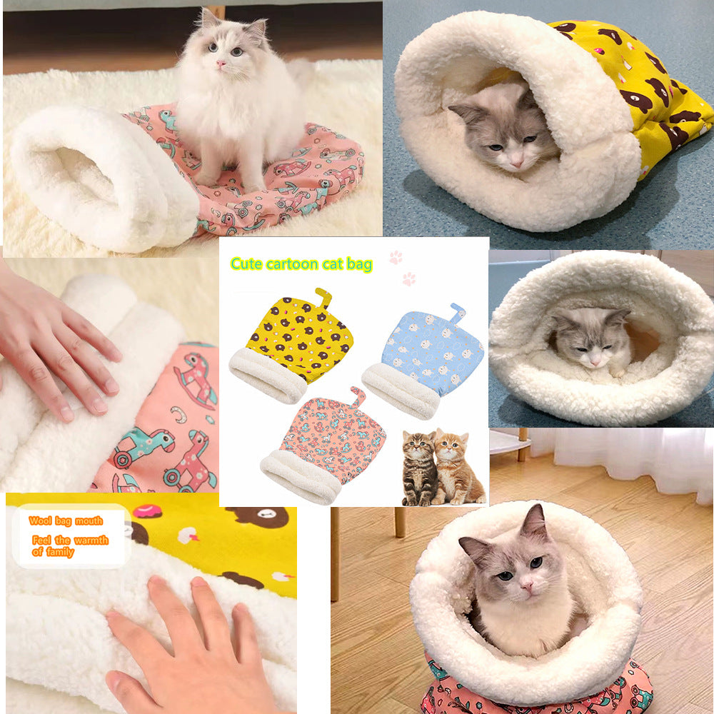 Warm Plush Cat Sleeping Bag Nest