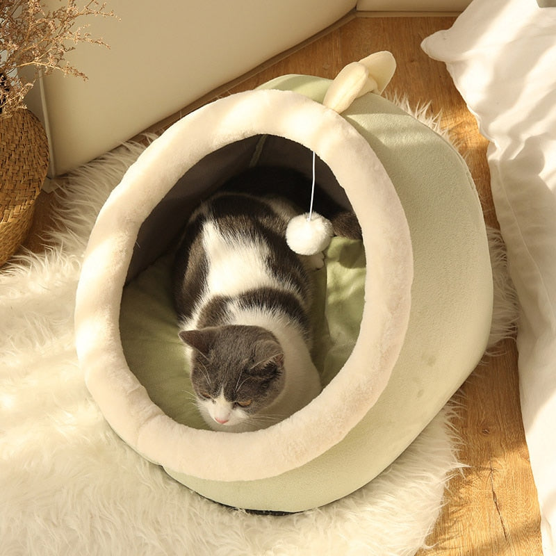Cozy Character Cave Cat Bed