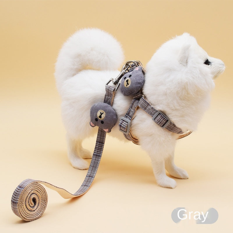 Cotton Bear Puppet Dog Harness with Leash