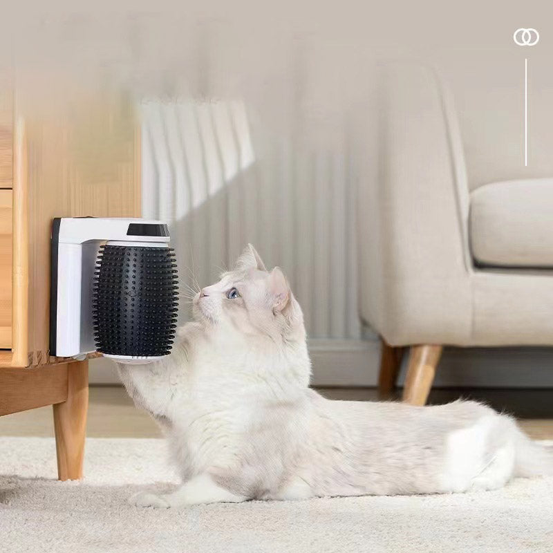 Auto-Rotating Cat Corner Brush & Scratcher
