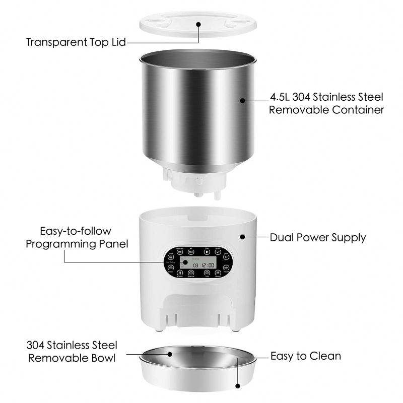 Double Tray Stainless Steel Automatic Pet Feeder